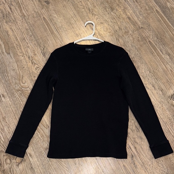Other - Black Men’s Medium Waffle Knit Long Sleeve Shirt | Slim Fit